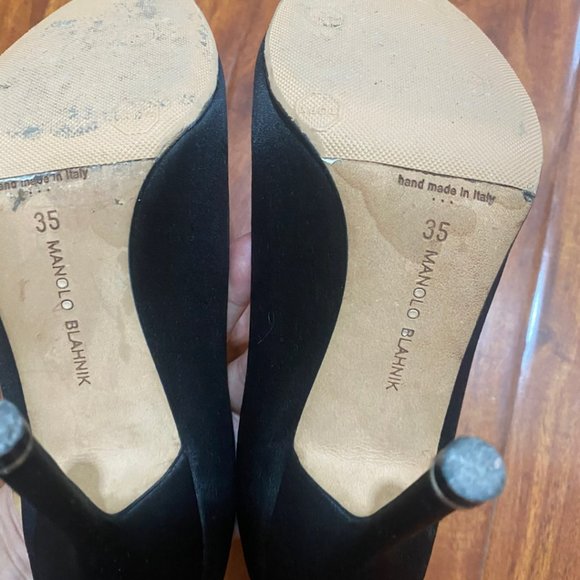 Manolo Blahnik Black High Heels 5.5 Size - Picture 7 of 8